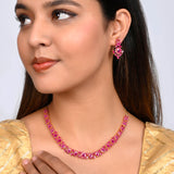 Sparkling Essentials Round Cut Pink Zirconia Stones Jewellery Set