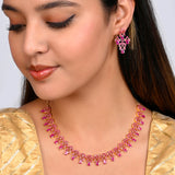 Cutwork Design Pink Zircon Gemstones Jewellery Set