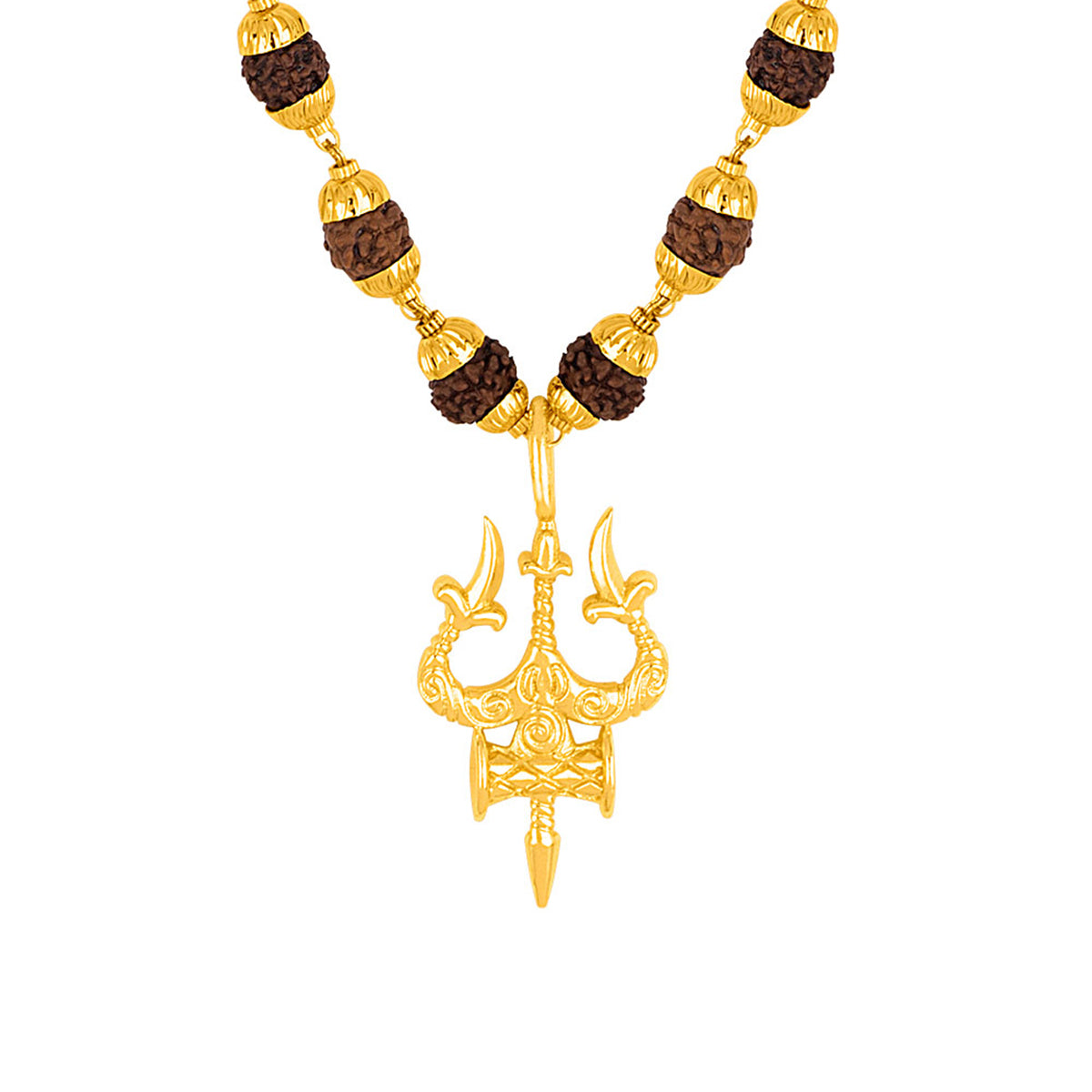 Timeless Gold Plated Mahadev Trishul Rudraksha Beaded Necklace