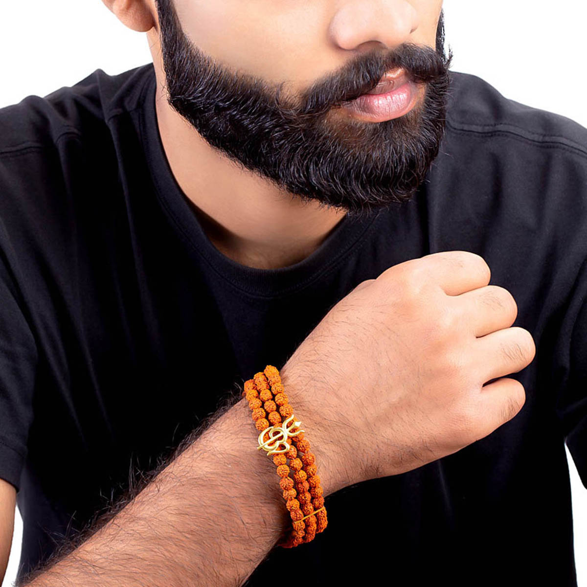 Har Har Mahadev Trishul rudraksha 22k Gold Plated Chain Bracelet-A Div