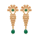 Designer Beige Colored Stones Studded Dangler Earrings For Women