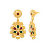 Gold Plated Dangler Earrings with Enamel Details