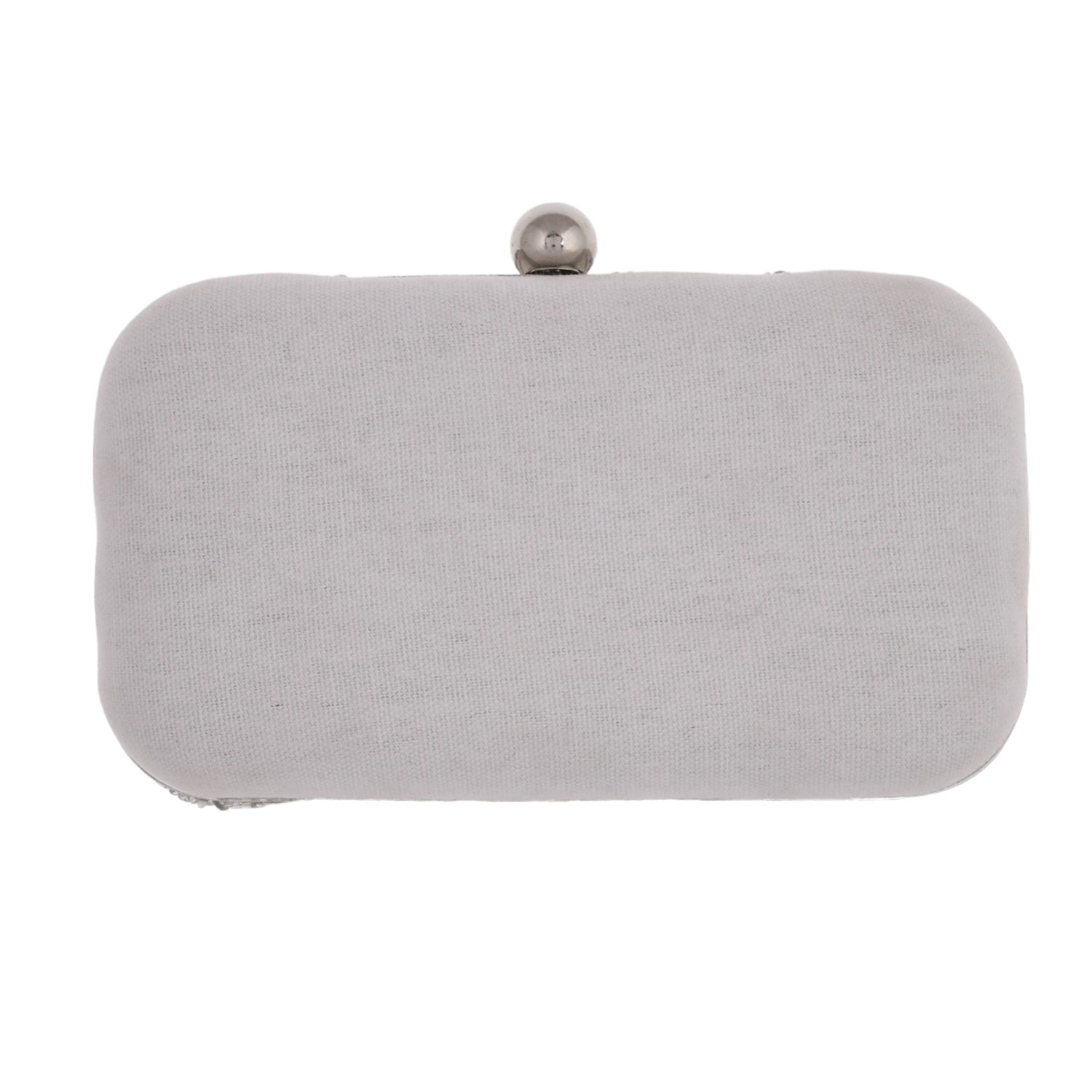 Trendy Bags Silver Sequins Studded Clutch