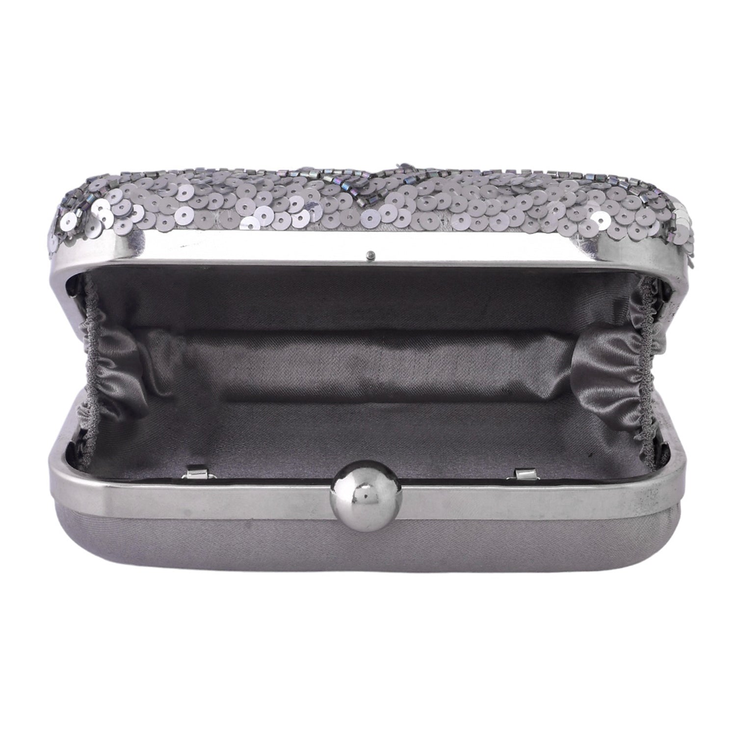 Trendy Bags Silver Sequins and Gems Clutch