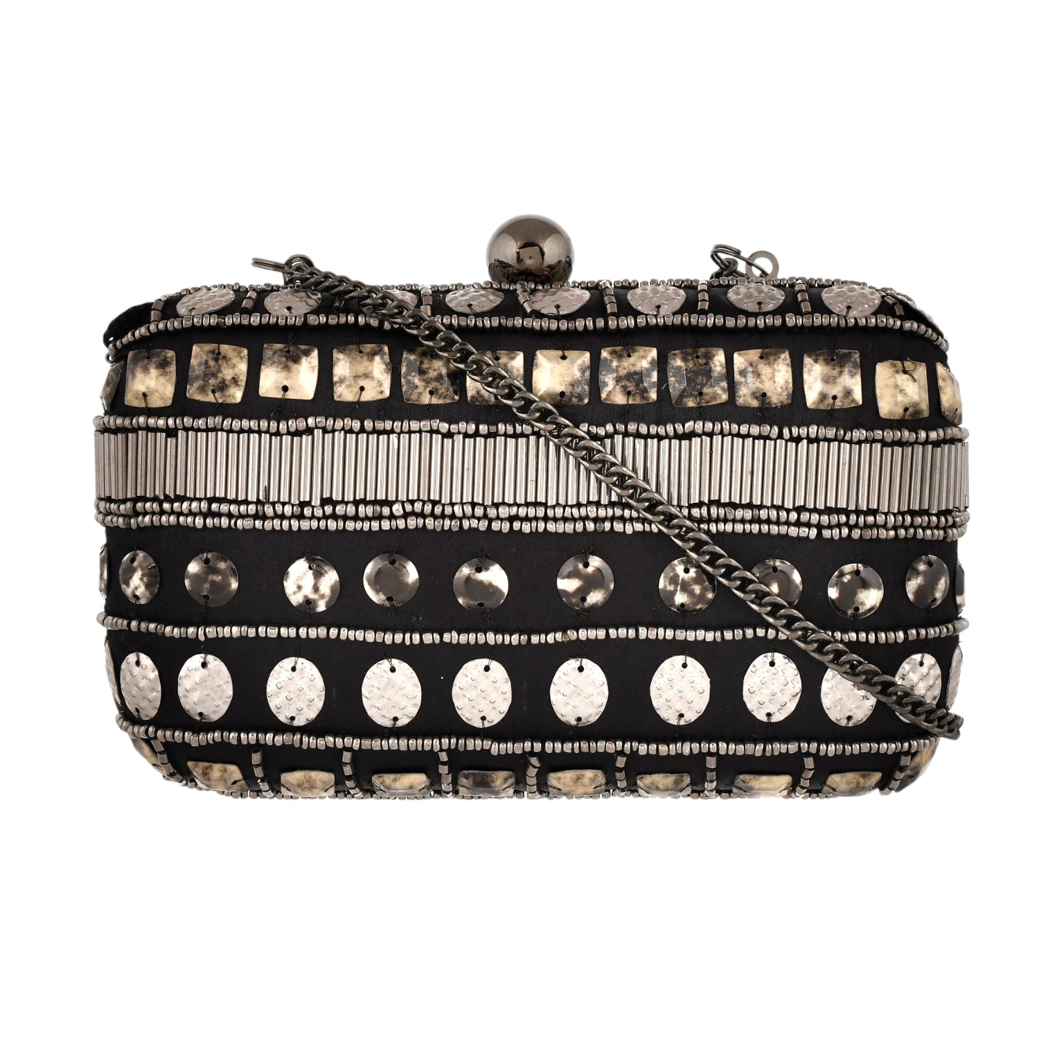 Trendy Bags Beaded and Studded Clutch