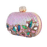 Trendy Bags Multicolored Stones Embellished Pink Clutch