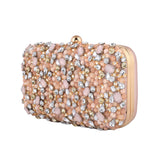 Trendy Bags Peach Coloured Stones Clutch