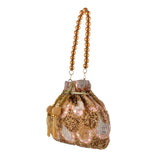 Trendy Bags Golden Beaded Potli