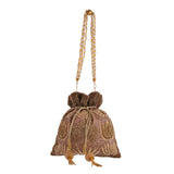 Trendy Bags Golden Beads Embellished Potli
