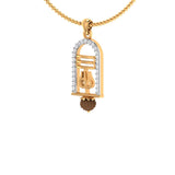 CZ Embellished Trishul Pendant With Chain For Men Graced With Rudraksha