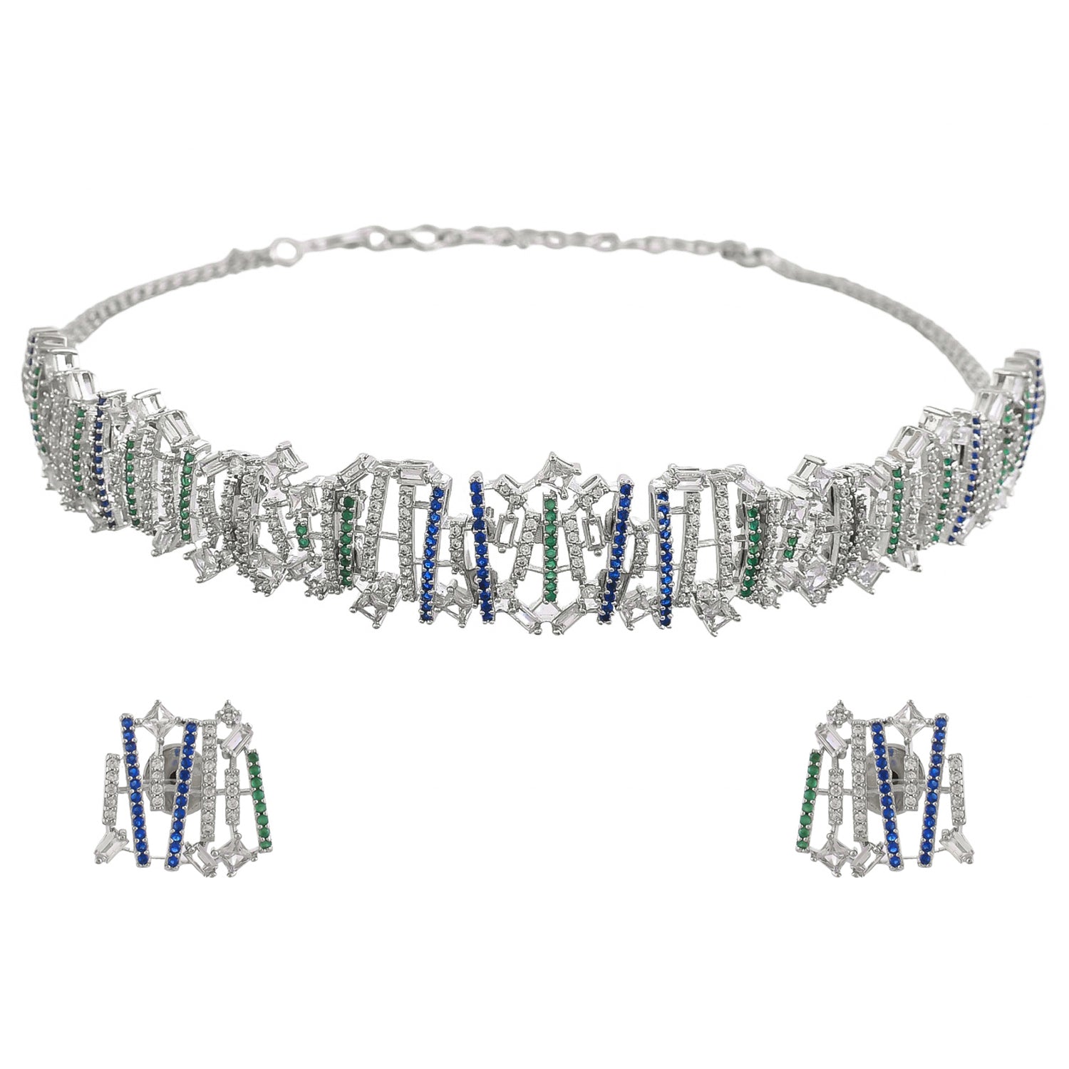 Mosaic Abstract Radiance Choker Necklace Set