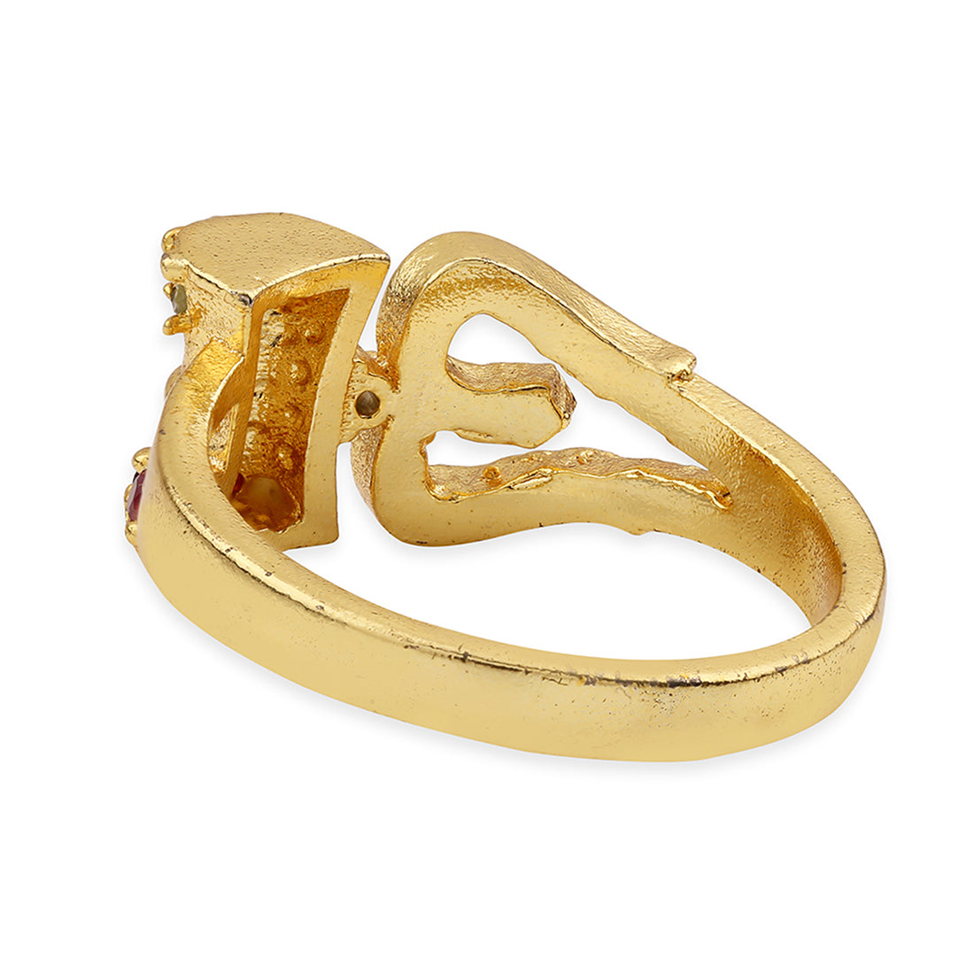 Kailasha Trishul Damru Yellow Gold Ring