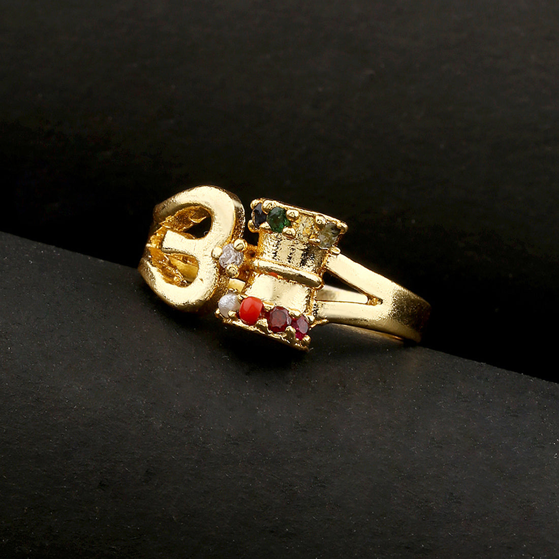 Kailasha Trishul Damru Yellow Gold Ring – VOYLLA