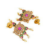 Faux Pearls and CZ Adorned Ethnic Brass Gold Plated Jewellery Set