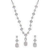CZ Silver Plated Drop Gems Sparkling Elegance Necklace Set