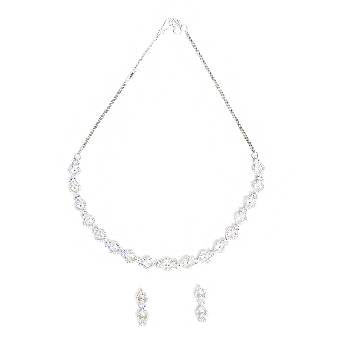 Silver Plated Brass Necklace Set From Sparkling Elegance