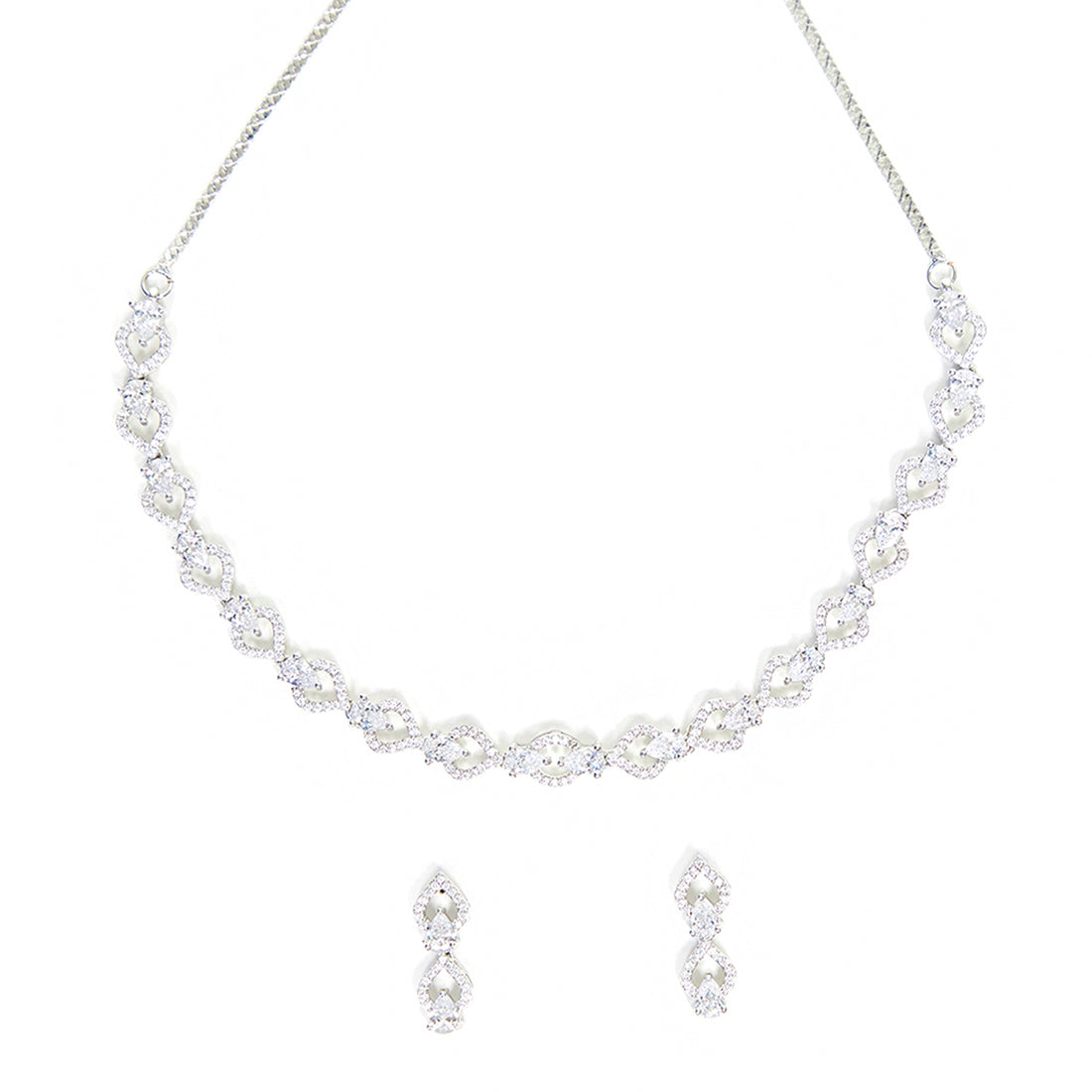 Silver Plated Brass Necklace Set From Sparkling Elegance