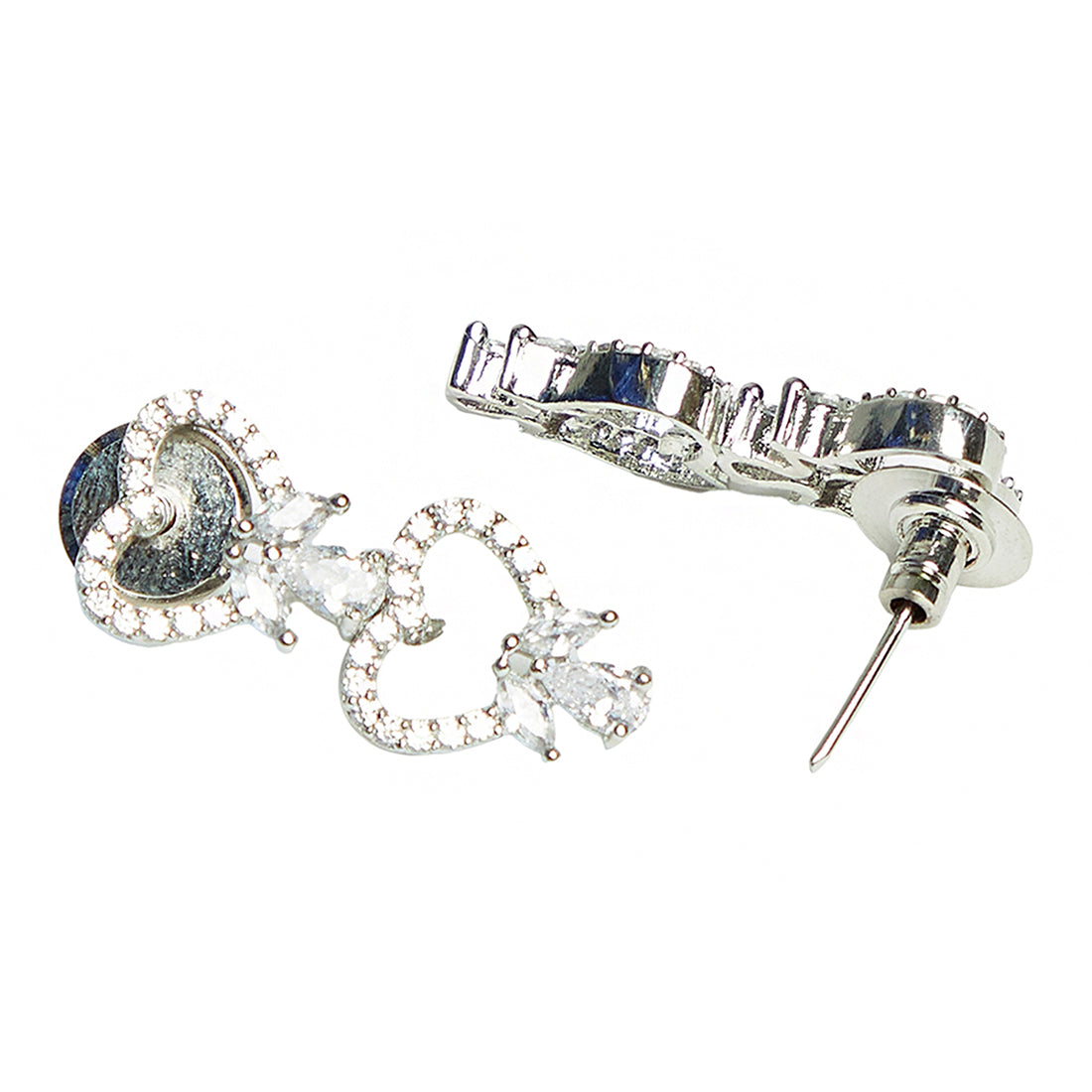 Sparkling Elegance CZ Silver Plated Studded Necklace Set