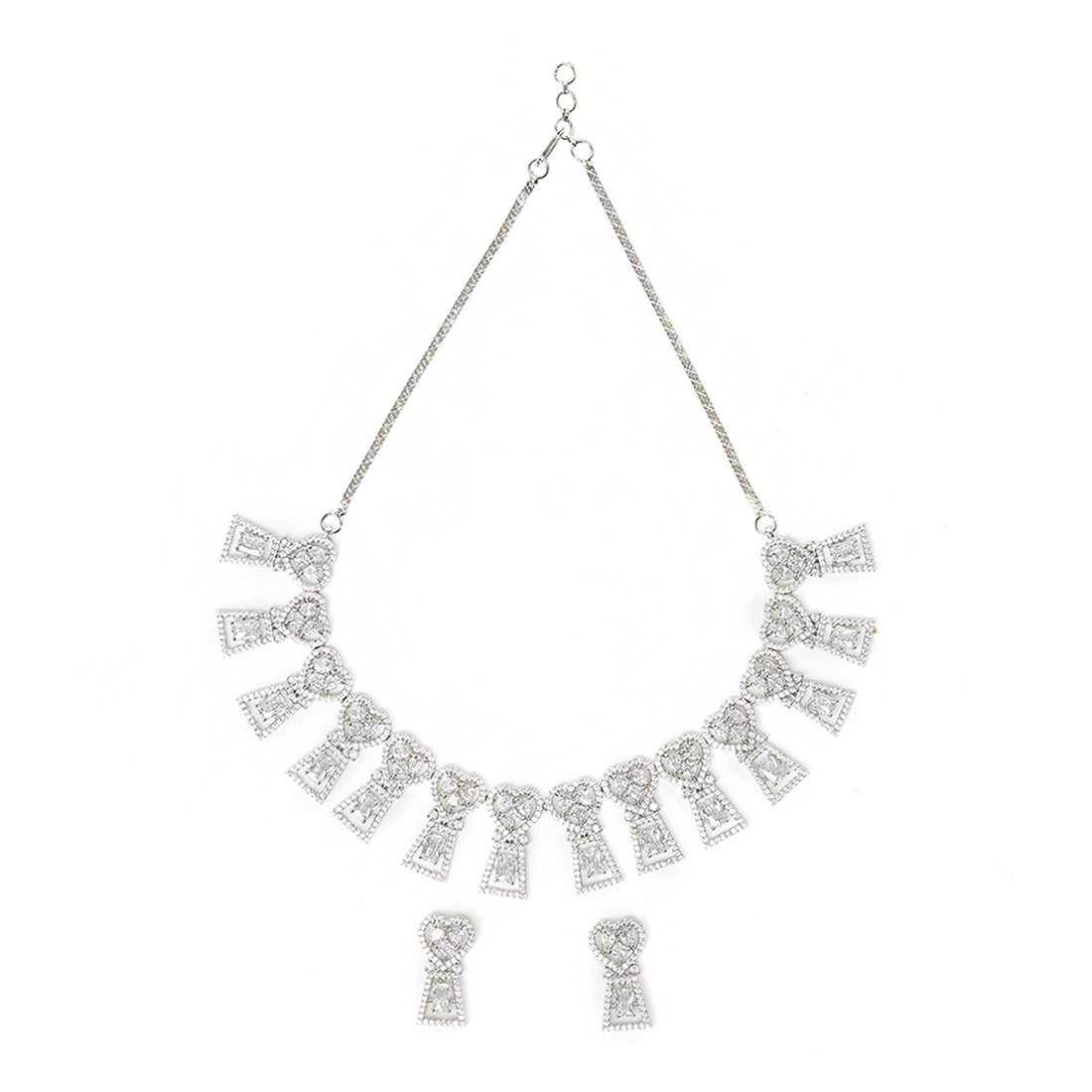Cubic Zirconia Gems Embellished Sparkling Elegance Necklace Set