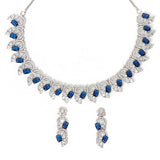 Sparkling Elegance Blue and White CZ Studded Necklace Set