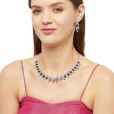 Sparkling Elegance Blue and White CZ Studded Necklace Set