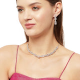 Sparkling Elegance Pink Gem Studded Classic Necklace Set