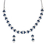 Graceful Sparkling Elegance Necklace Set with Blue and White CZ