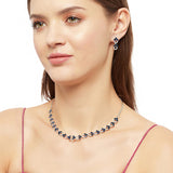 Graceful Sparkling Elegance Necklace Set with Blue and White CZ