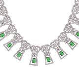 Hearts Cushion Setting Emerald Cut Cz Embellished Silver Plated Brass Jewellery Set