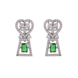 Hearts Cushion Setting Emerald Cut Cz Embellished Silver Plated Brass Jewellery Set