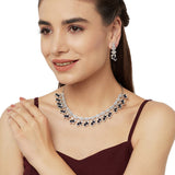 Sparkling Elegance Blue and White Zircons Adorned Necklace Set