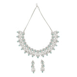 Pear Cut CZ Adorned Silver Plated Brass Floral Jewellery Set