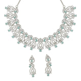Pear Cut CZ Adorned Silver Plated Brass Floral Jewellery Set