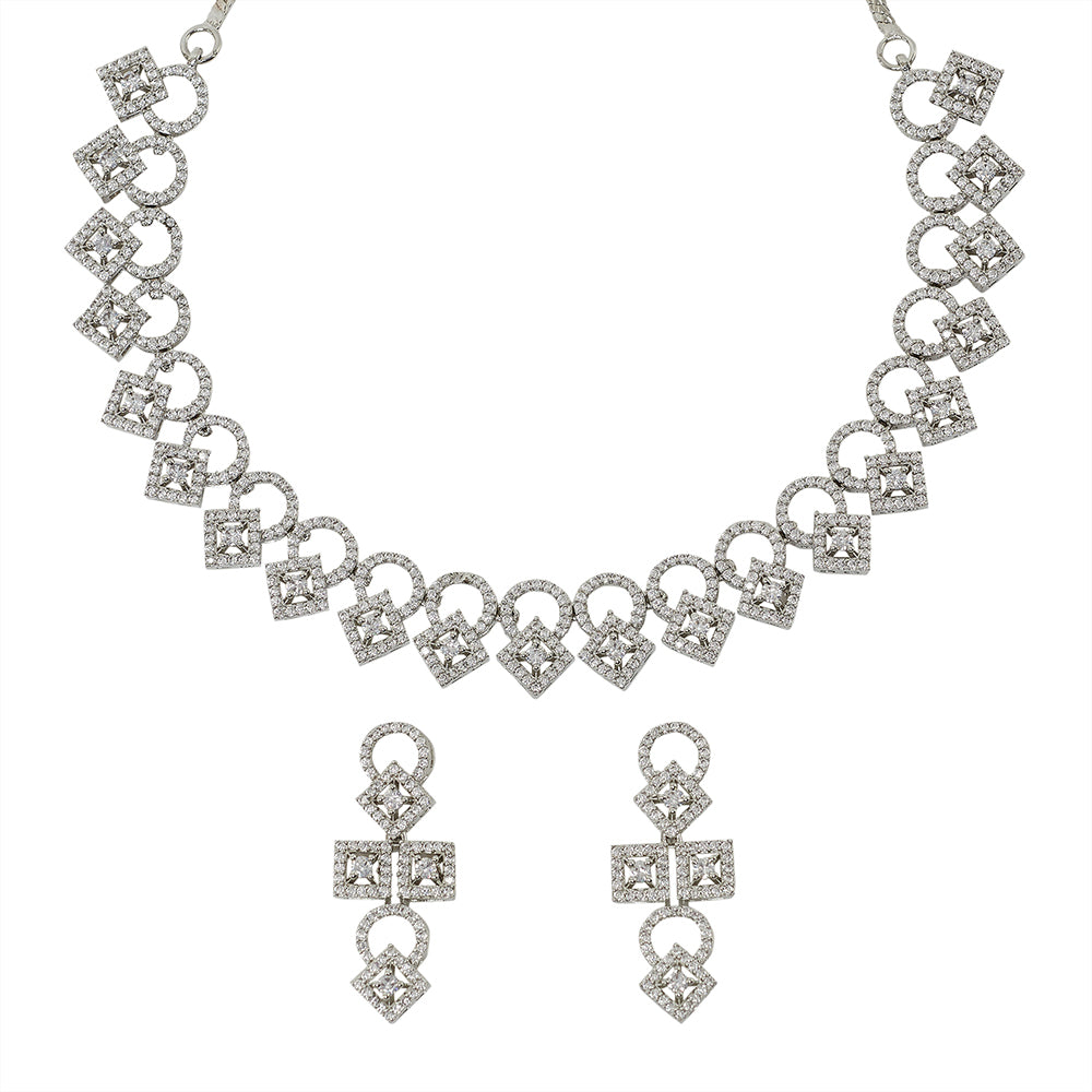 ZEVAR | Kiara Advani Wedding AD Silver Plated Choker Necklace – Zevar