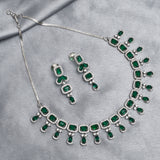 Attractive Necklace Set Studded With Green Stones