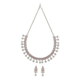 Pink-White CZ Embellished Necklace Set