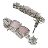 Pink-White CZ Embellished Necklace Set