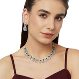 Green and White CZ Gems Necklace Set