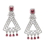 Classy Red CZ Elegance Dangler Earrings
