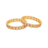 Yellow Gold Plated Cluster Setting Zircons Ethnic Bangles