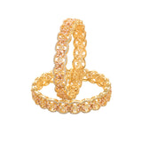 Yellow Gold Plated Cluster Setting Zircons Ethnic Bangles