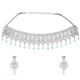 Sparkling Opulence Green Pear Cut Gems Jewellery Set