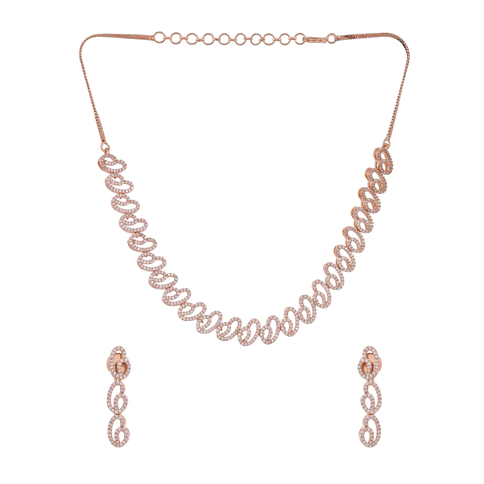 Sparkling Elegance Rose Radiance Curved Necklace Set