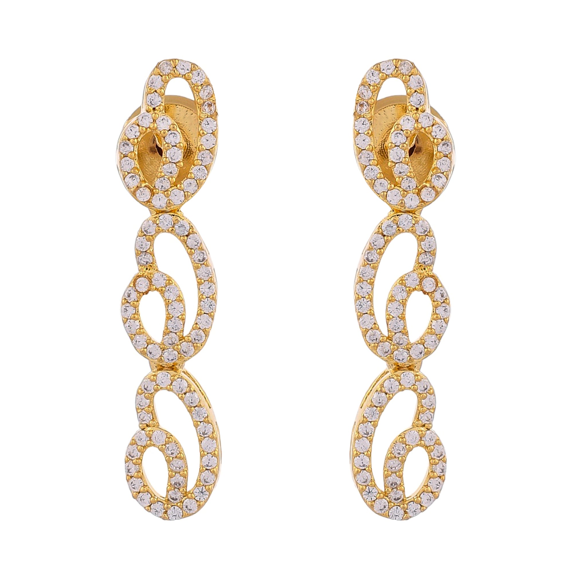 Sparkling Elegance Golden Cascade Curved Necklace Set
