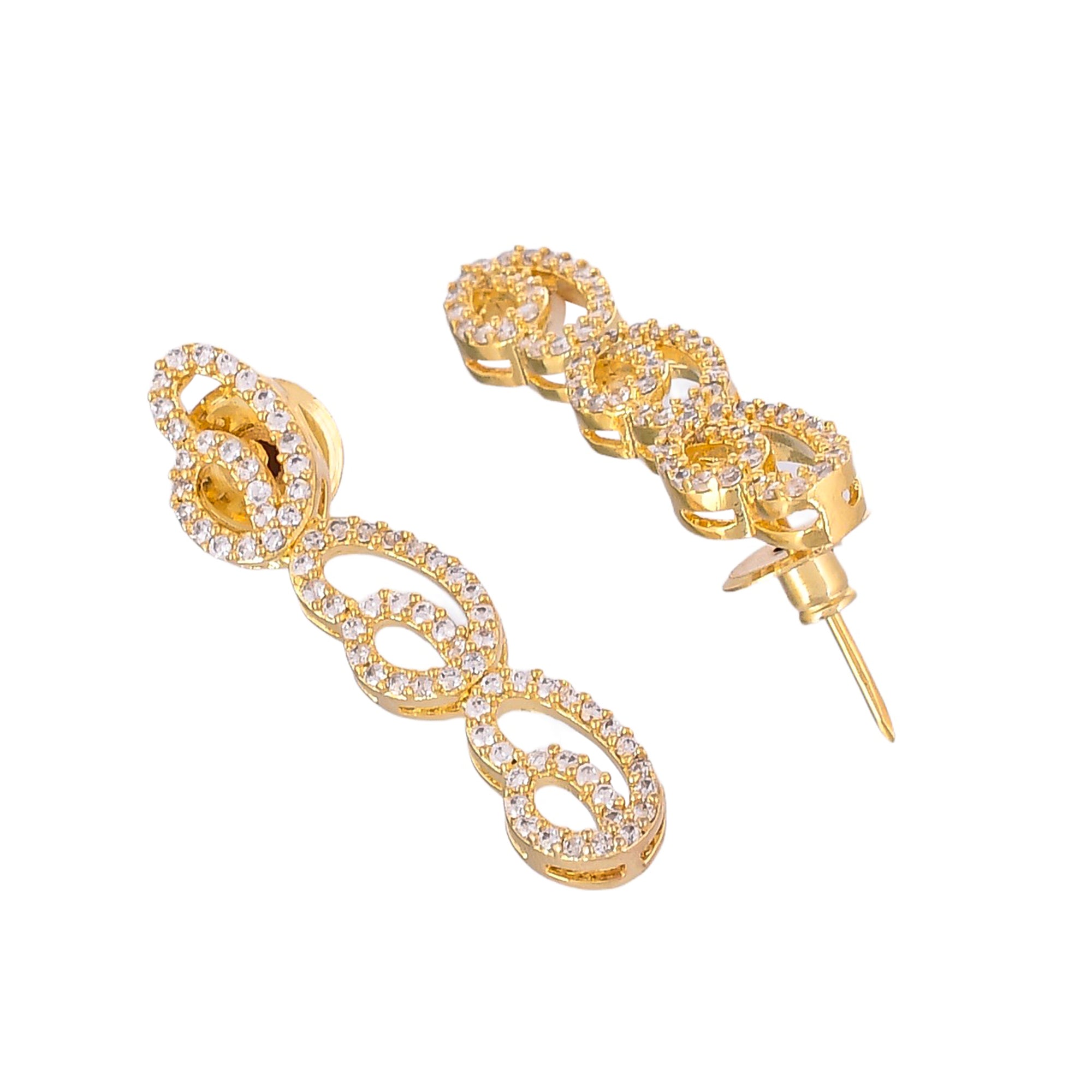 Sparkling Elegance Golden Cascade Curved Necklace Set
