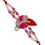 Pink Dori Rakhi Decorated With Muticolor Beads