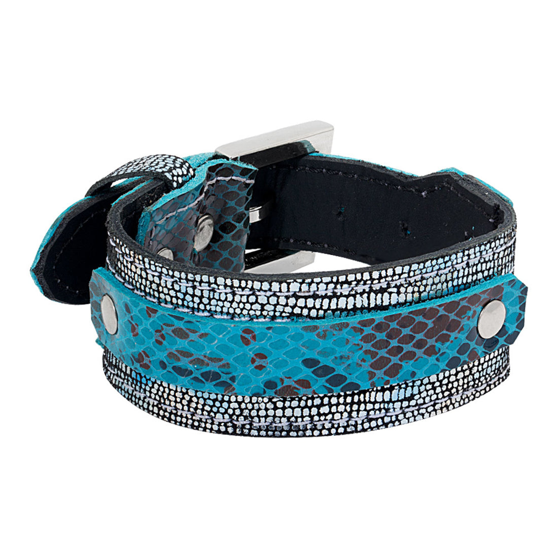 Buckled Snake Skin Pattern Bracelet from Leather Trend Collection