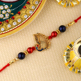 Designer Enameled Peacock Rakhi With Roli Chaawal Pack