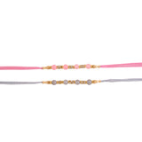 Set Of Two Multicolored Rakhi With Roli Chaawal Pack