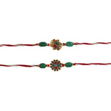 Graceful Set of Two Rakhis With Roli Chaawal Pack